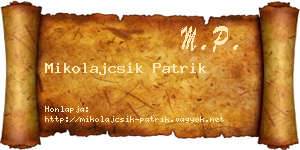 Mikolajcsik Patrik névjegykártya